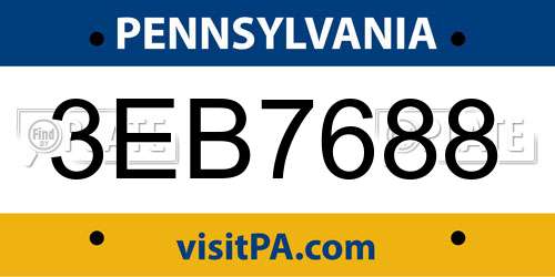 3EB7688 Pennsylvania License Plate