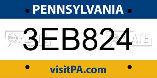 3EB824 Pennsylvania License Plate