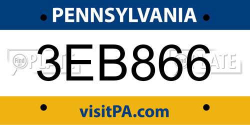 3EB866 Pennsylvania License Plate