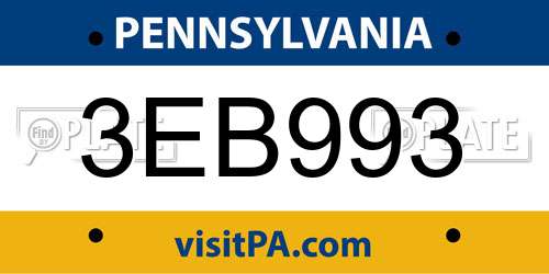 3EB993 Pennsylvania License Plate
