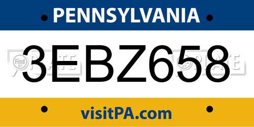 3EBZ658 Pennsylvania License Plate