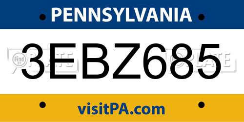 3EBZ685 Pennsylvania License Plate