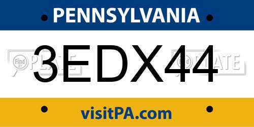 3EDX44 Pennsylvania License Plate