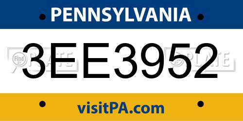 3EE3952 Pennsylvania License Plate