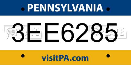 3EE6285 Pennsylvania License Plate