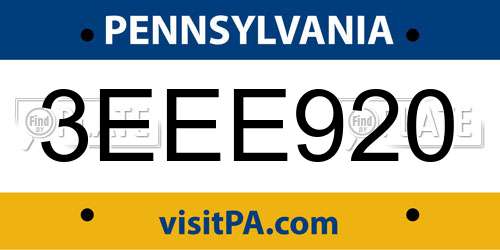 3EEE920 Pennsylvania License Plate