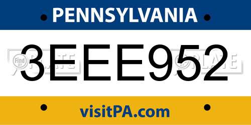 3EEE952 Pennsylvania License Plate