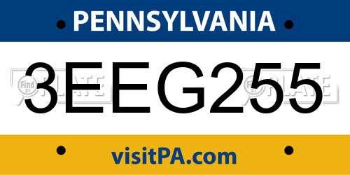 3EEG255 Pennsylvania License Plate