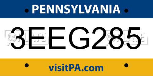 3EEG285 Pennsylvania License Plate