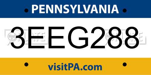3EEG288 Pennsylvania License Plate