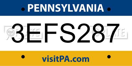 3EFS287 Pennsylvania License Plate