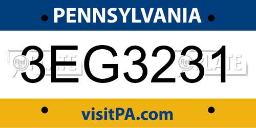 3EG3231 Pennsylvania License Plate