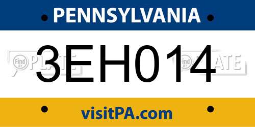 3EH014 Pennsylvania License Plate