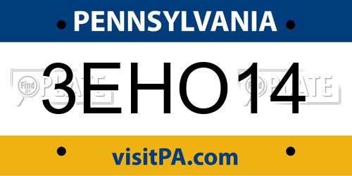 3EHO14 Pennsylvania License Plate