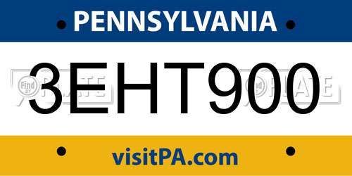 3EHT900 Pennsylvania License Plate