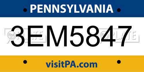3EM5847 Pennsylvania License Plate