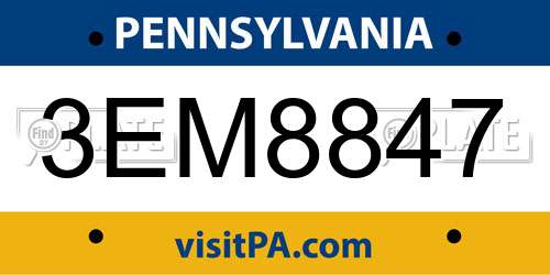 3EM8847 Pennsylvania License Plate