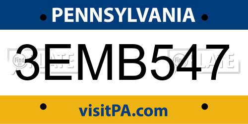 3EMB547 Pennsylvania License Plate