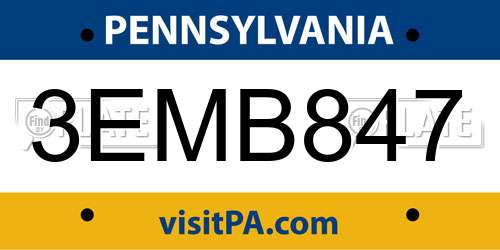 3EMB847 Pennsylvania License Plate