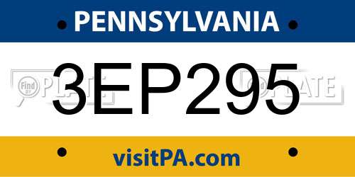 3EP295 Pennsylvania License Plate