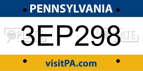 3EP298 Pennsylvania License Plate