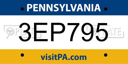 3EP795 Pennsylvania License Plate