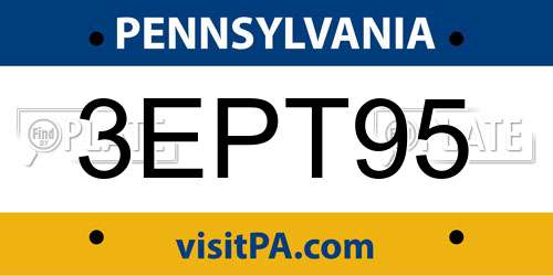 3EPT95 Pennsylvania License Plate