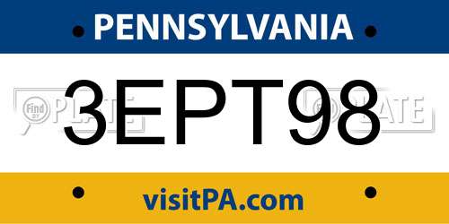 3EPT98 Pennsylvania License Plate