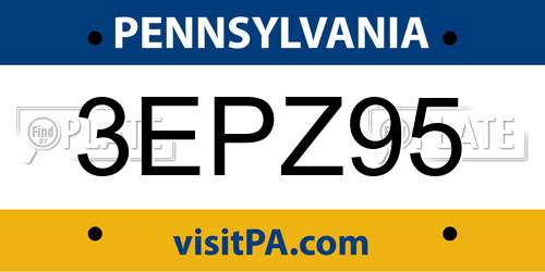 3EPZ95 Pennsylvania License Plate