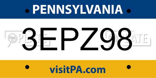 3EPZ98 Pennsylvania License Plate