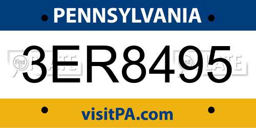 3ER8495 Pennsylvania License Plate