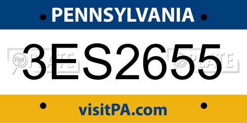 3ES2655 Pennsylvania License Plate