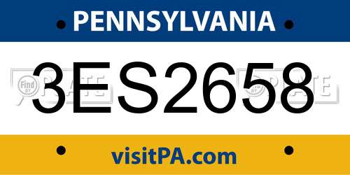 3ES2658 Pennsylvania License Plate