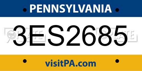 3ES2685 Pennsylvania License Plate