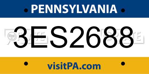 3ES2688 Pennsylvania License Plate