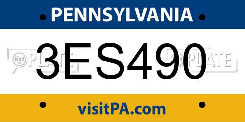 3ES490 Pennsylvania License Plate