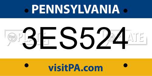 3ES524 Pennsylvania License Plate