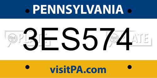 3ES574 Pennsylvania License Plate