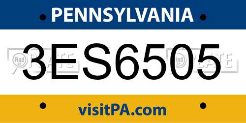 3ES6505 Pennsylvania License Plate