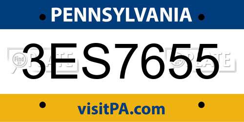 3ES7655 Pennsylvania License Plate