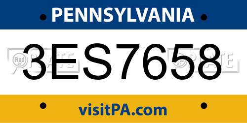 3ES7658 Pennsylvania License Plate