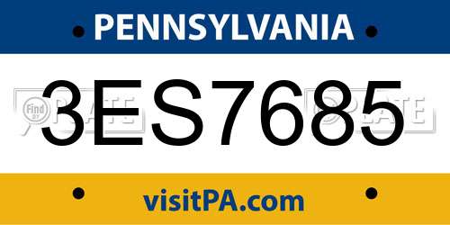 3ES7685 Pennsylvania License Plate