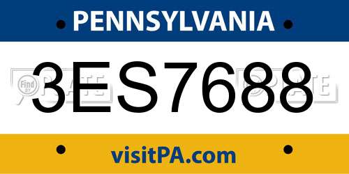 3ES7688 Pennsylvania License Plate