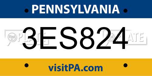 3ES824 Pennsylvania License Plate
