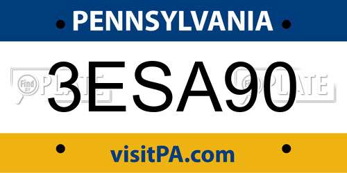 3ESA90 Pennsylvania License Plate