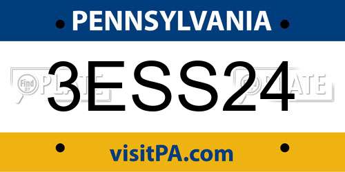 3ESS24 Pennsylvania License Plate