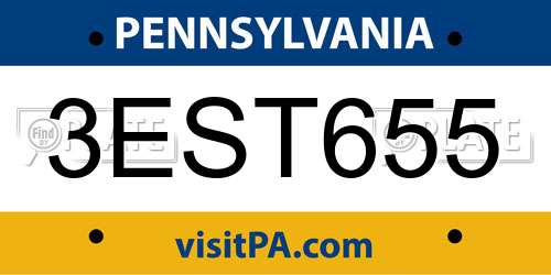 3EST655 Pennsylvania License Plate