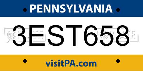 3EST658 Pennsylvania License Plate