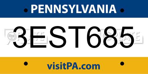 3EST685 Pennsylvania License Plate