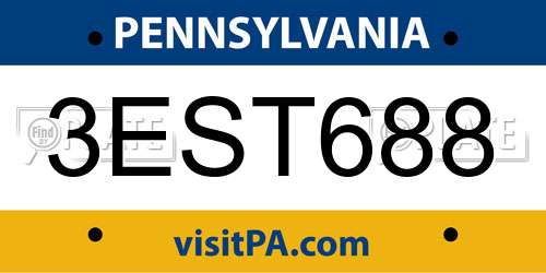3EST688 Pennsylvania License Plate